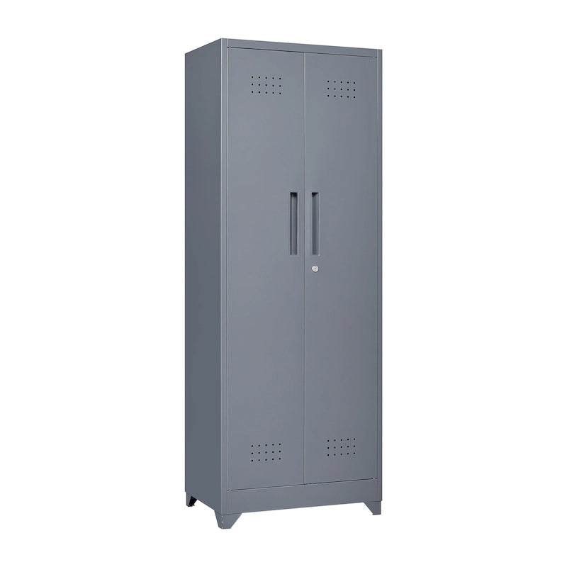 Metal Storage Cabinets, Cleaning Tool Cabinet with Locking Door, Tall Broom Tool Organizer and Storage, Large Storage Cabinet