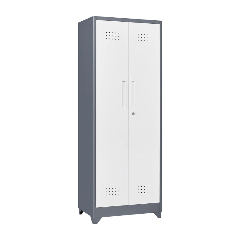 Metal Storage Cabinets, Cleaning Tool Cabinet with Locking Door, Tall Broom Tool Organizer and Storage, Large Storage Cabinet
