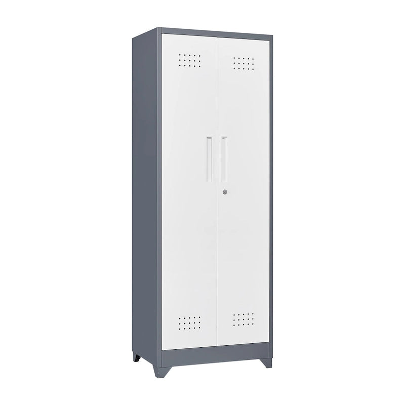 Metal Storage Cabinets, Cleaning Tool Cabinet with Locking Door, Tall Broom Tool Organizer and Storage, Large Storage Cabinet