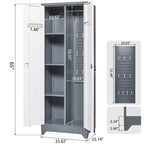 Metal Storage Cabinets, Cleaning Tool Cabinet with Locking Door, Tall Broom Tool Organizer and Storage, Large Storage Cabinet