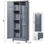 Metal Storage Cabinets, Cleaning Tool Cabinet with Locking Door, Tall Broom Tool Organizer and Storage, Large Storage Cabinet