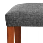 Gray Tufted Storage Bench with Oak Shelf