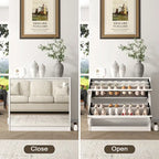 2 Tier Mirror Shoe Storage Cabinet for Entryway, Flip Door Design Shoe Cabinet