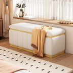 Linen Fabric Upholstered Solid wood frame Bench with Large Storage Space for the Living Room,Entryway and Bedroom