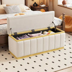 Linen Fabric Upholstered Solid wood frame Bench with Large Storage Space for the Living Room,Entryway and Bedroom
