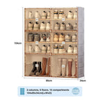 Portable Shoe cabinet Living Room,Stackable Storage Organizer Cabinet with Doors and Shelves,Shoe Box for Closet