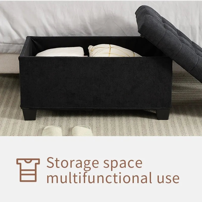 Storage Ottoman Bench, Foot Rest with Legs, 16 x 30 x 16.1 Inches, End of Bed Bench, Storage Chest, Load up to 660 lb