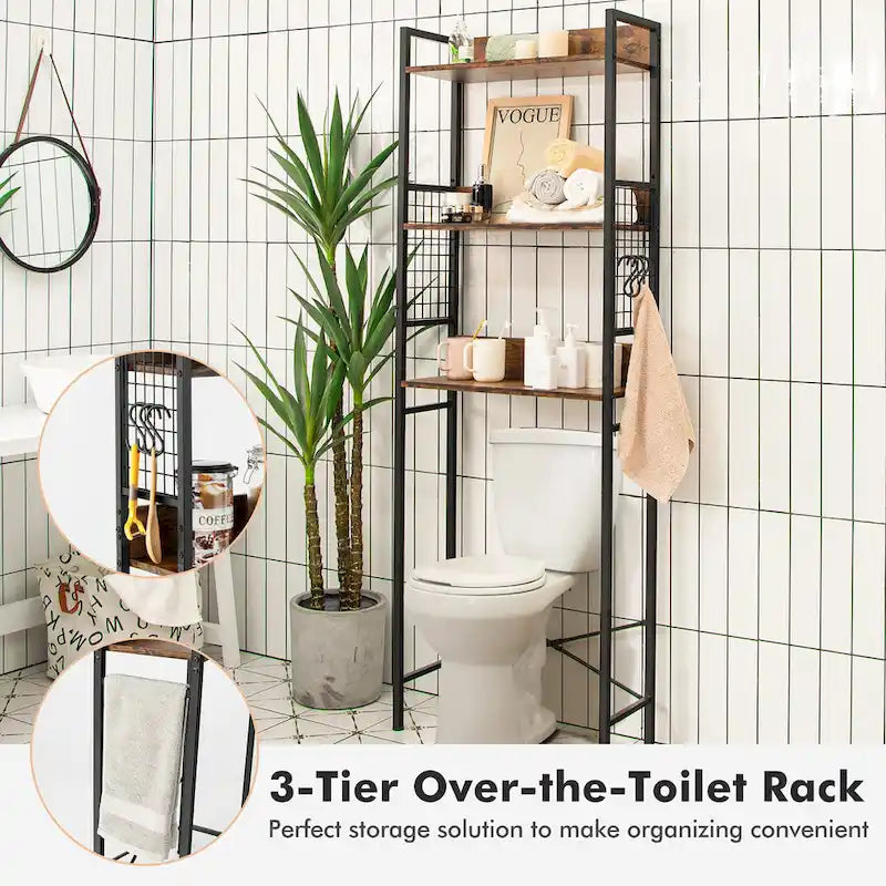 3-Tier Over-The-Toilet Storage Rack Bathroom Organizer Space - See Details