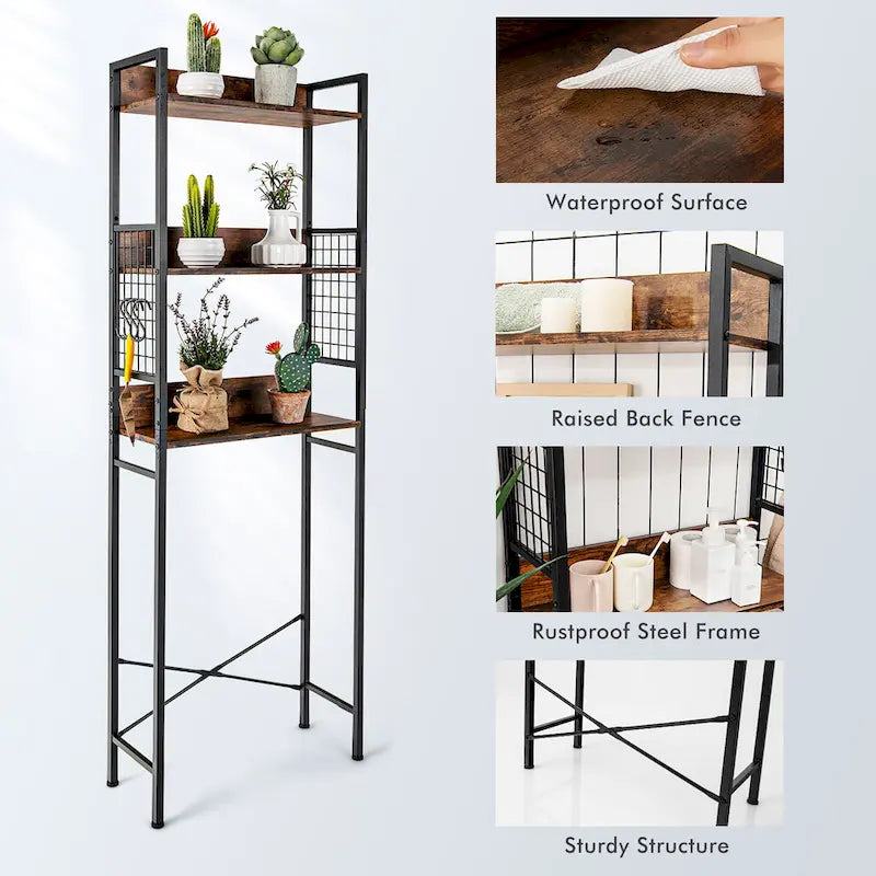 3-Tier Over-The-Toilet Storage Rack Bathroom Organizer Space - See Details