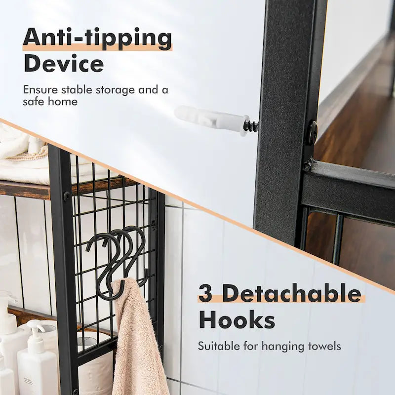 3-Tier Over-The-Toilet Storage Rack Bathroom Organizer Space - See Details