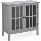 Storage Buffet Cabinet Glass Door Sideboard Console Table