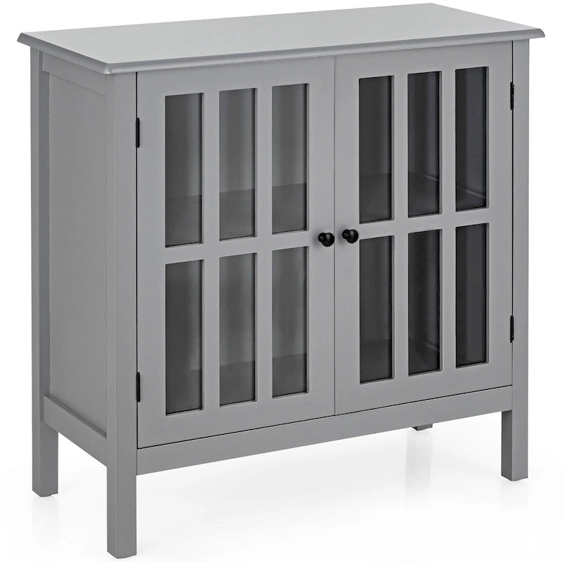 Storage Buffet Cabinet Glass Door Sideboard Console Table