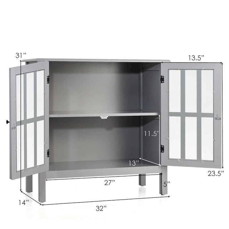 Storage Buffet Cabinet Glass Door Sideboard Console Table