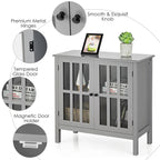 Storage Buffet Cabinet Glass Door Sideboard Console Table