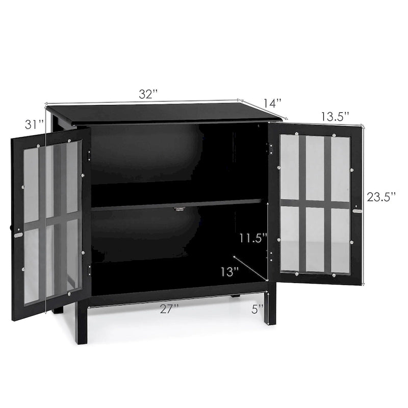 Storage Buffet Cabinet Glass Door Sideboard Console Table
