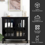 Storage Buffet Cabinet Glass Door Sideboard Console Table
