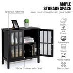 Storage Buffet Cabinet Glass Door Sideboard Console Table