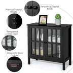 Storage Buffet Cabinet Glass Door Sideboard Console Table
