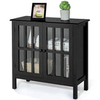 Storage Buffet Cabinet Glass Door Sideboard Console Table