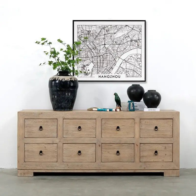 Weathered Natural Pine 8-Drawer Chest