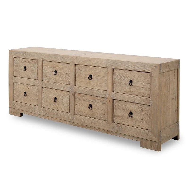 Weathered Natural Pine 8-Drawer Chest