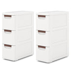 2 PCS 3-Drawer Narrow Rolling Storage Cabinet with Pull - See Details