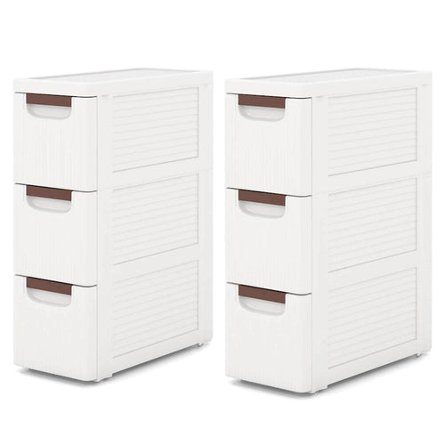 Costway 2 PCS 3-Drawer Narrow Rolling Storage Cabinet with Pull - See Details