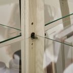 Corner Display Cabinet with Lighting - Cherry/White - Glass Door