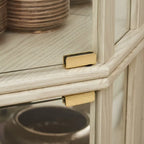 Corner Display Cabinet with Lighting - Cherry/White - Glass Door
