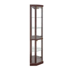 Corner Display Cabinet with Lighting - Cherry/White - Glass Door