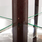 Corner Display Cabinet with Lighting - Cherry/White - Glass Door