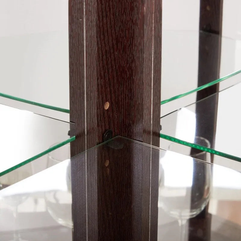 Corner Display Cabinet with Lighting - Cherry/White - Glass Door