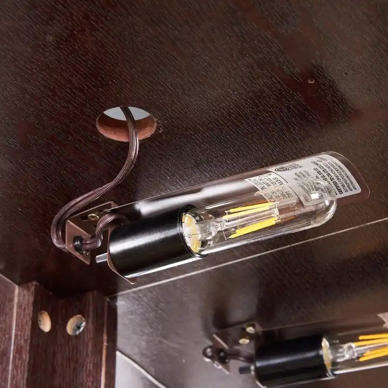 Corner Display Cabinet with Lighting - Cherry/White - Glass Door