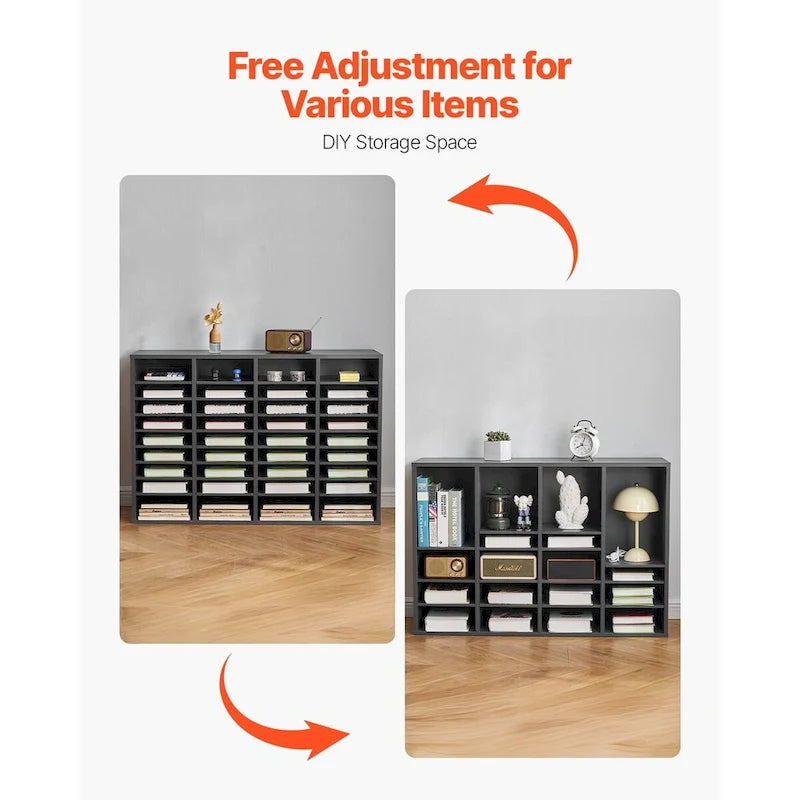 Office Mailbox Literature Organizers with 36 Compartments and Adjustable Shelves