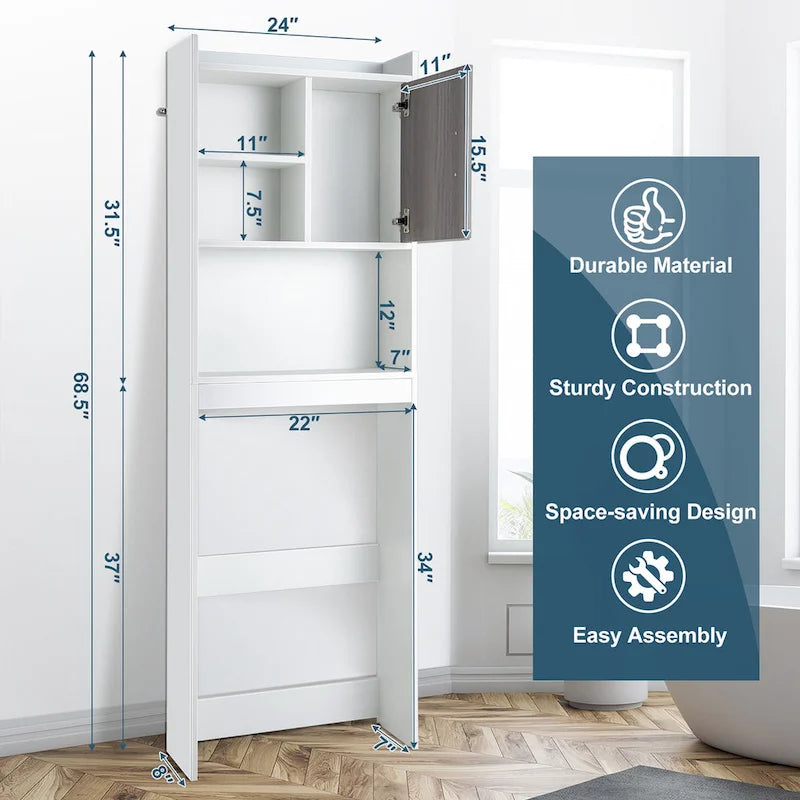 Over The Toilet Storage Cabinet Bathroom Space Saver w/ Open - See Details
