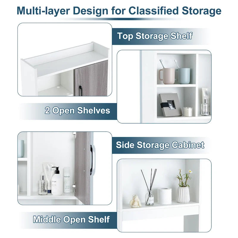 Over The Toilet Storage Cabinet Bathroom Space Saver w/ Open - See Details