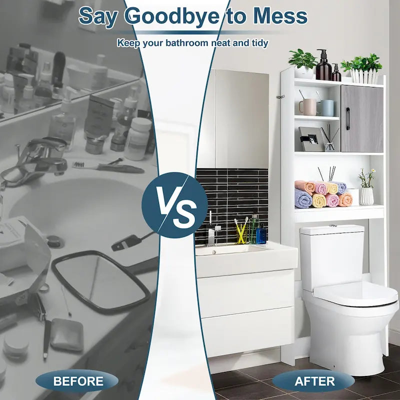 Over The Toilet Storage Cabinet Bathroom Space Saver w/ Open - See Details
