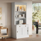 Modern Tall Bookshelf with LED Lighting and Versatile Storage Options