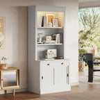 Modern Tall Bookshelf with LED Lighting and Versatile Storage Options