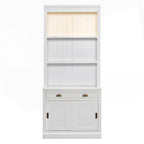 Modern Tall Bookshelf with LED Lighting and Versatile Storage Options