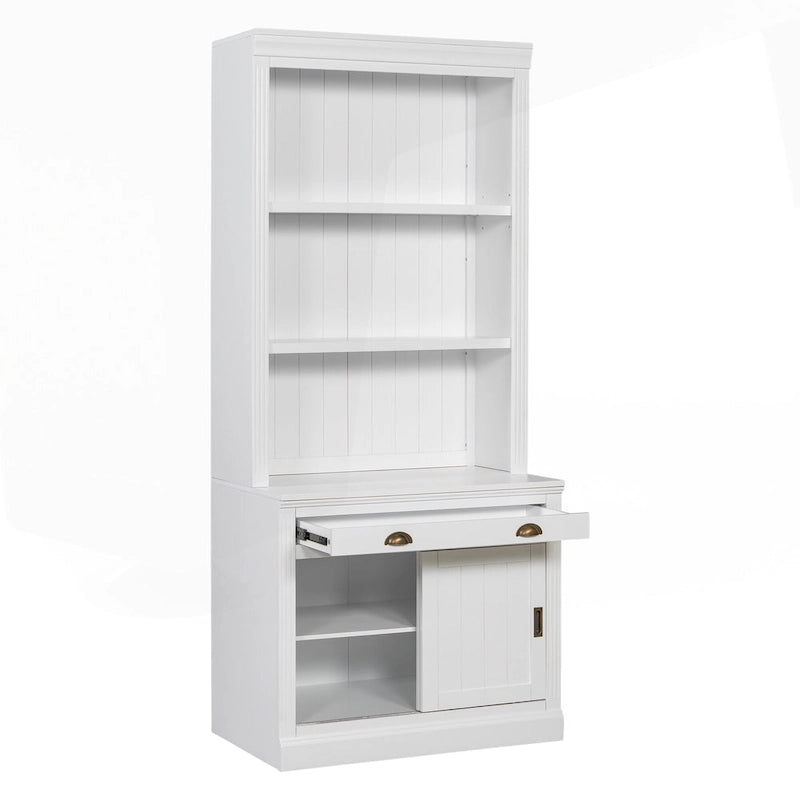 Modern Tall Bookshelf with LED Lighting and Versatile Storage Options