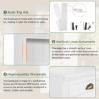 Modern Tall Bookshelf with LED Lighting and Versatile Storage Options