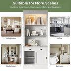 Modern Tall Bookshelf with LED Lighting and Versatile Storage Options