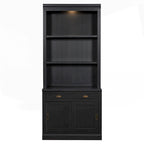 Modern Tall Bookshelf with LED Lighting and Versatile Storage Options