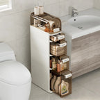 5-Tiers Slim Bathroom Storage Cabinet, Narrow Bathroom Storage Organizer Movable for Small Spaces