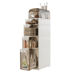 5-Tiers Slim Bathroom Storage Cabinet, Narrow Bathroom Storage Organizer Movable for Small Spaces