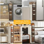 5-Tiers Slim Bathroom Storage Cabinet, Narrow Bathroom Storage Organizer Movable for Small Spaces