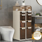 5-Tiers Slim Bathroom Storage Cabinet, Narrow Bathroom Storage Organizer Movable for Small Spaces