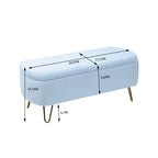 Blue Storage Ottoman Bench with Gold Legs