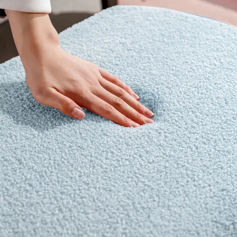 Blue Storage Ottoman Bench with Gold Legs